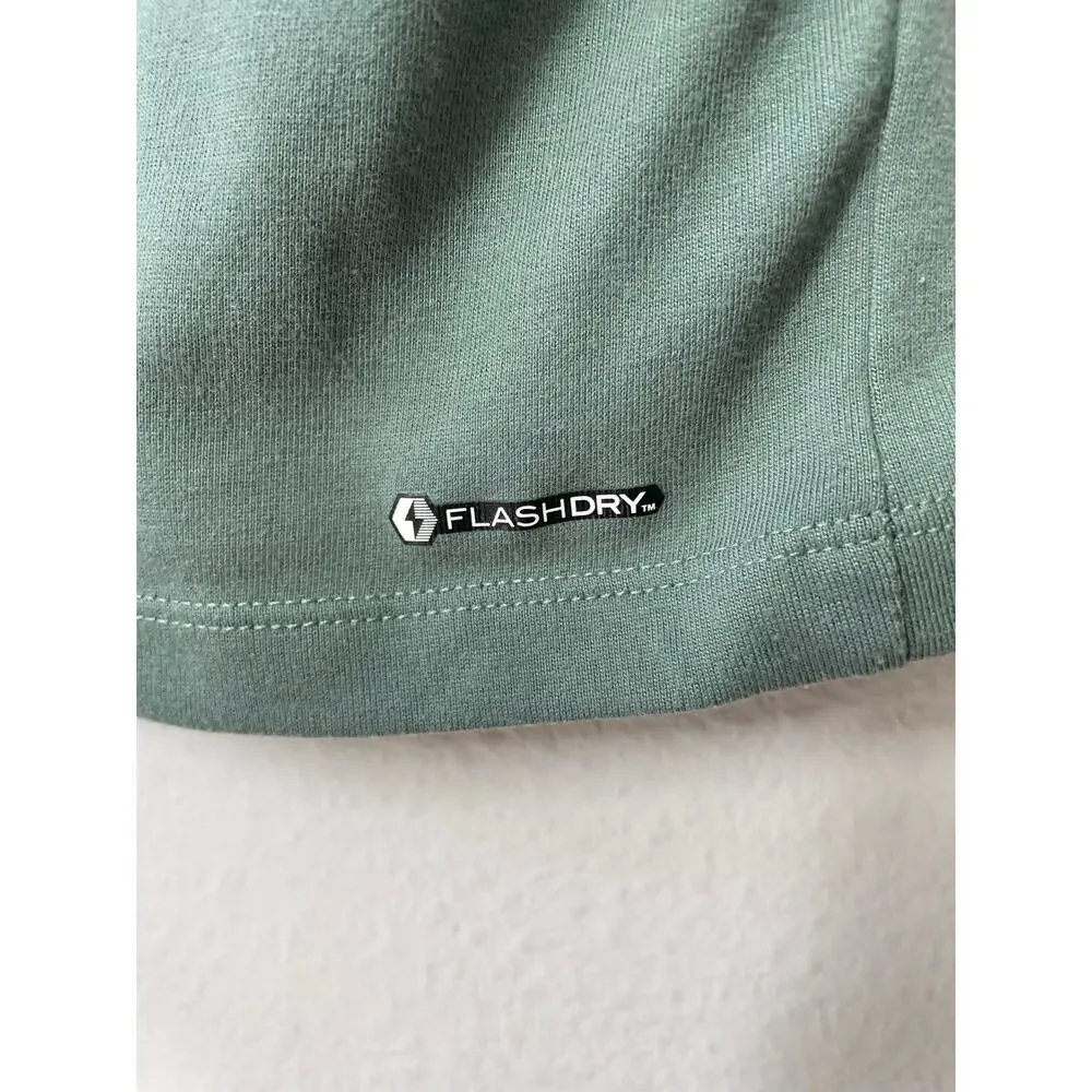 The North Face Mens Polo Shirt Snap Small Flash Dry Olive Green Short Sleeve